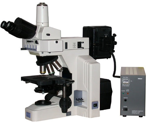 NIKON E600 FLUORESCENCE MICROSCOPE WITH PLAN FLUOR OBJECTIVES