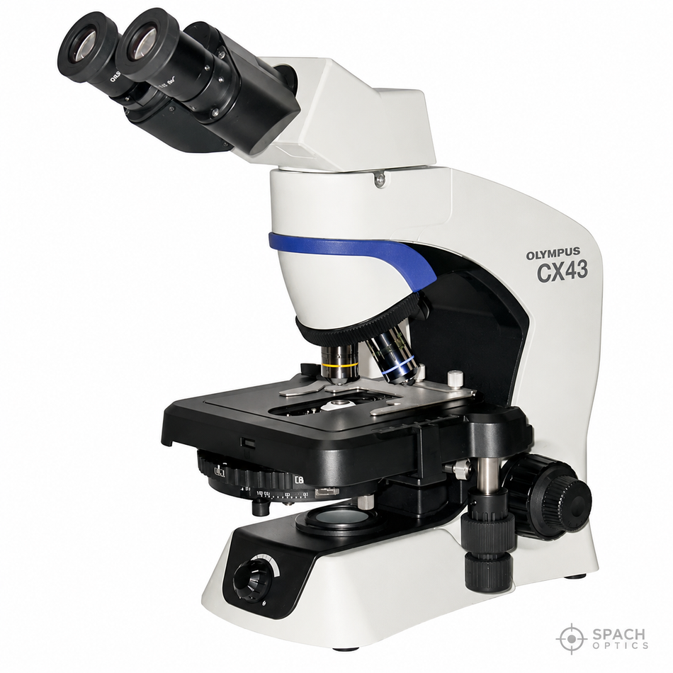 Olympus CX43 Binocular Microscope with PlanC N 4X, 10X, 40X, 100X Objectives