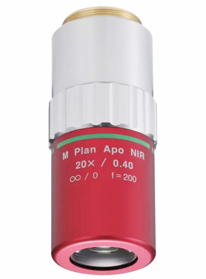 Mitutoyo M Plan Apo NIR 20x Objective (NA 0.40, WD 20mm, 480–1800nm, M26)