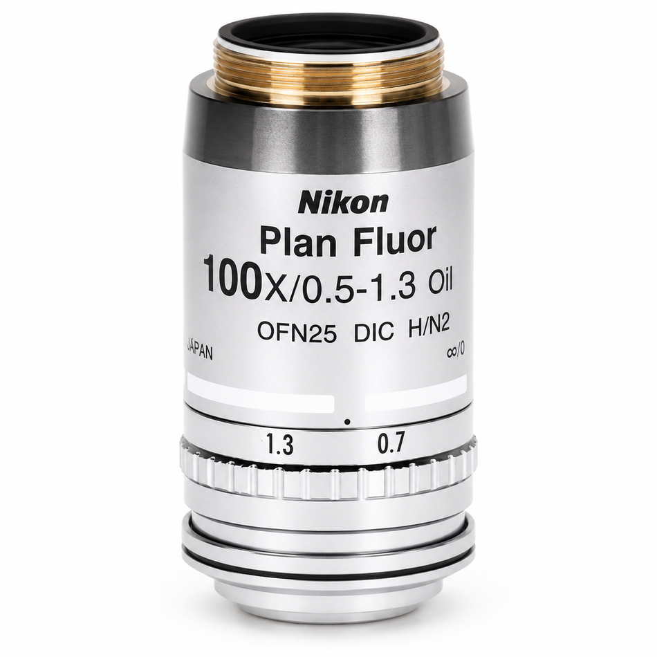 Nikon CFI Plan Fluor 100X Oil Objective W/Iris NA 0.5-1.3
