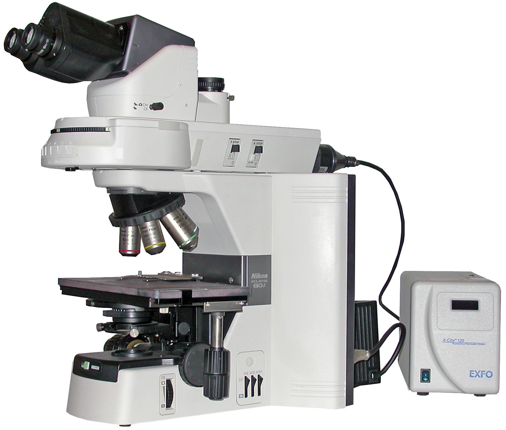 nikon 80i fluorescence microscope with ergomic head and c-tep camera ...