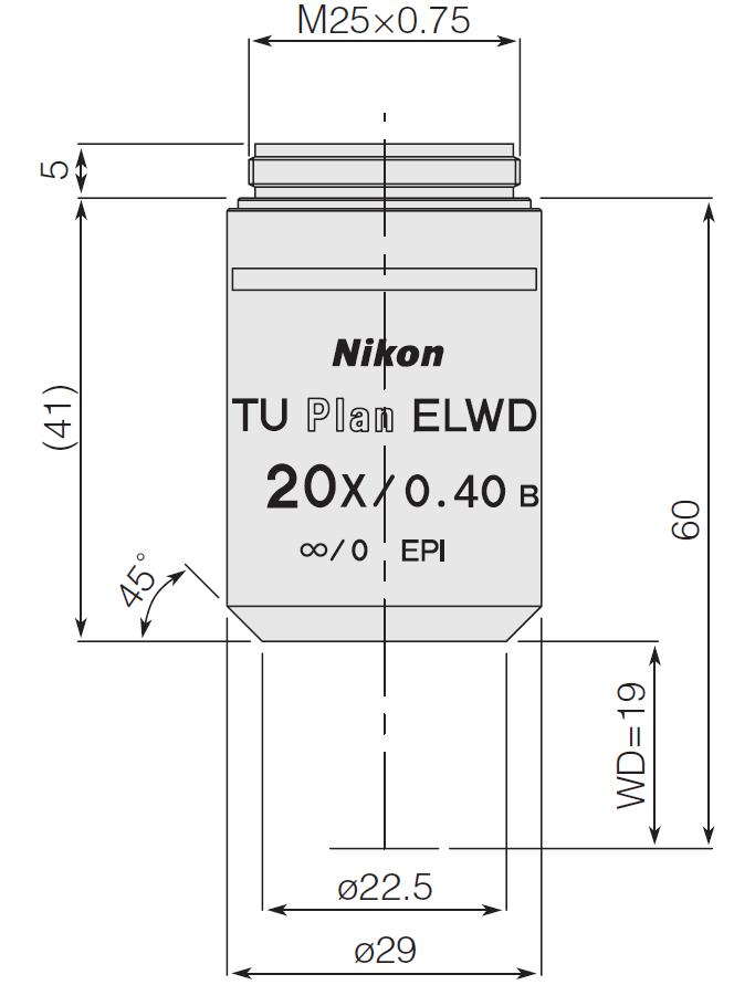 Nikon 20x TU Plan ELWD Infinity Corrected Objective