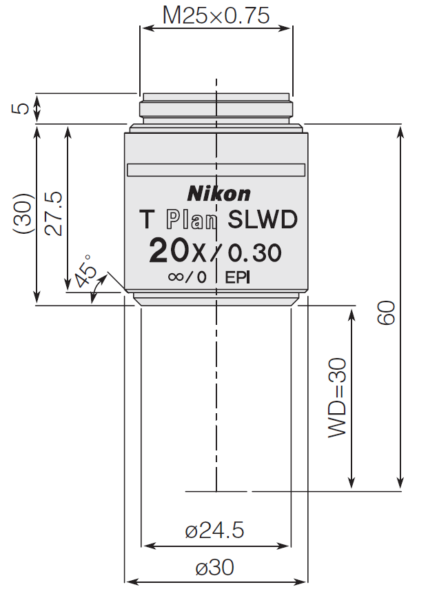Nikon T Plan SLWD 20x Objective