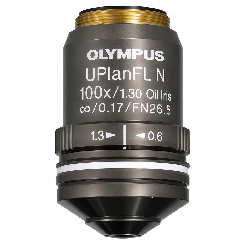 Olympus UPlanFL N 100X Objective | 1.30 NA Oil, Infinity Corrected, Iris