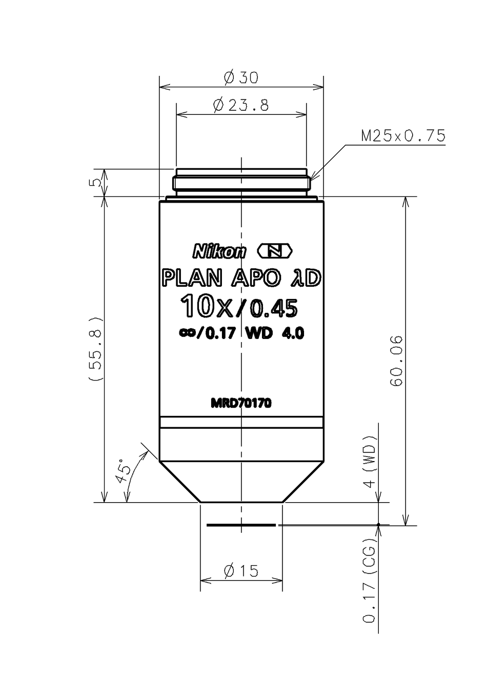 Nikon CFI Plan Apo 10x Lambda D Objective