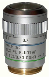 leica hcx pl fluotar l 63x ph2 objective lens